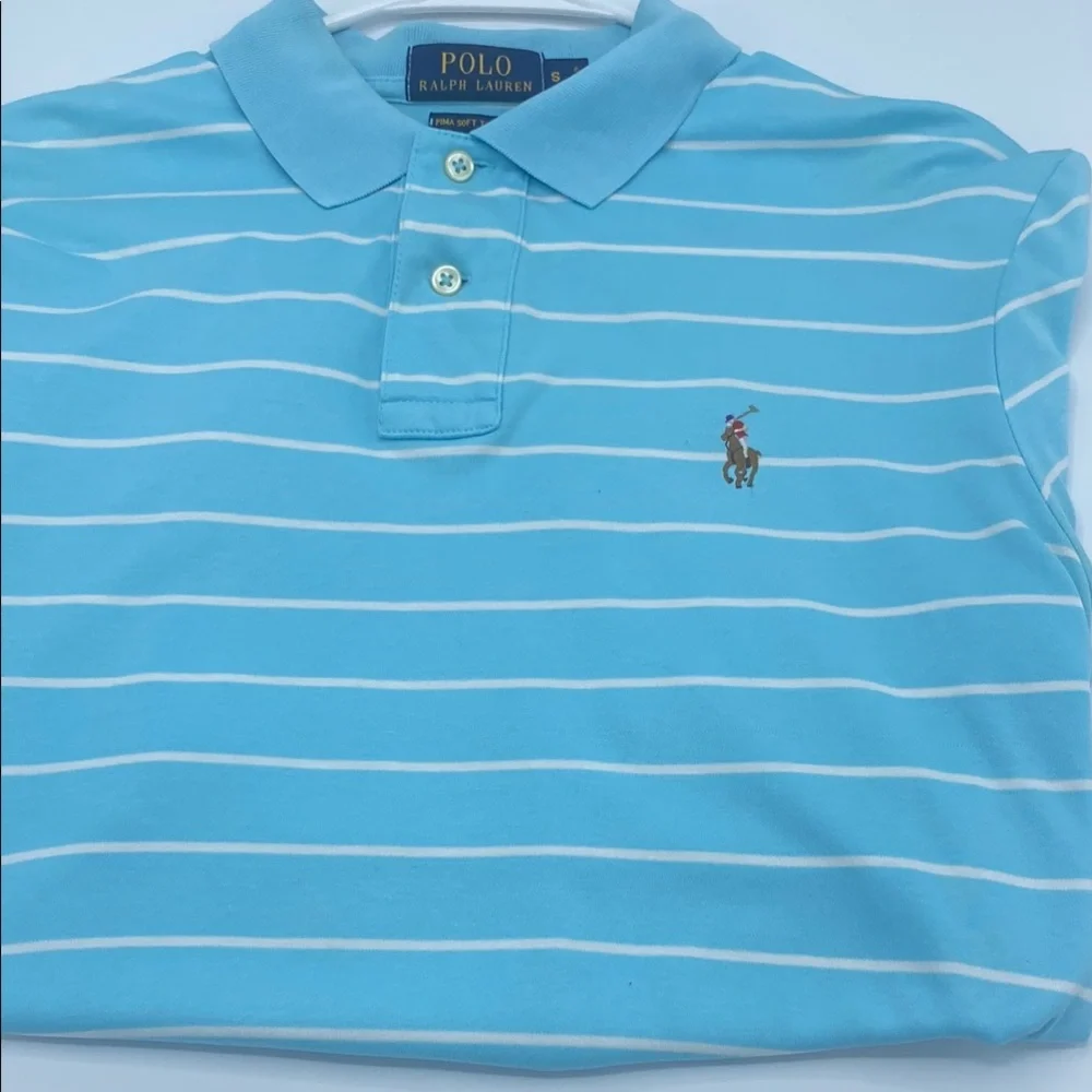 Polo by Ralph Lauren Blue and White Striped Polo Shirt